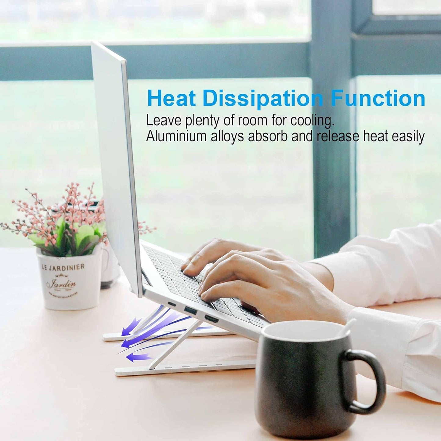 Laptop Stand for Desk, Adjustable Ergonomic Portable Aluminum Laptop Holder, Foldable Computer Stand 6 Angles Anti-Slip Laptop Riser Compatible with 9-15.6 Inch Laptops, Gray