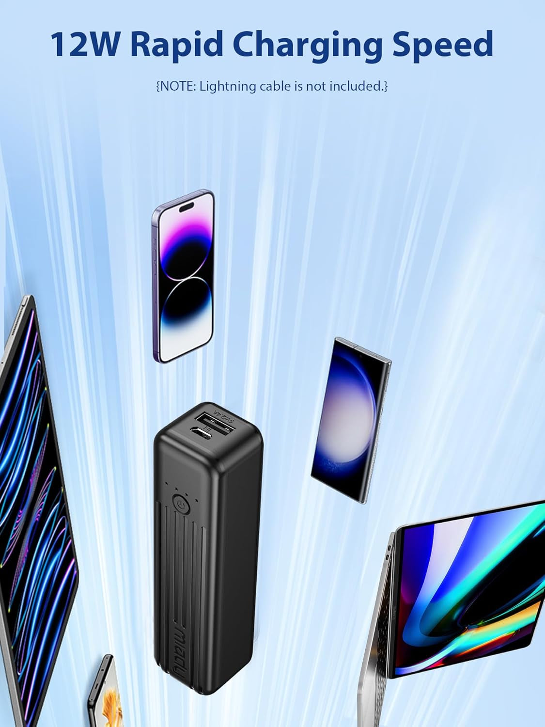 2-Pack Small Portable Charger, 5000Mah Mini Battery Pack 3.45Oz Lightweight Power Bank 5V/2.4A Output & 5V/2A Input Compatible with Iphone, Galaxy, Android Etc