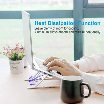 Laptop Stand for Desk, Adjustable Ergonomic Portable Aluminum Laptop Holder, Foldable Computer Stand 6 Angles Anti-Slip Laptop Riser Compatible with 9-15.6 Inch Laptops, Gray